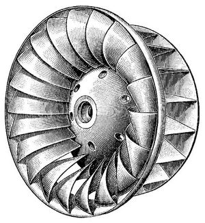 19. Laufrad einer Francisturbine. Unterseite-Vorderansicht. Schnelläuferrad von Briegleb, Hansen u. Komp.